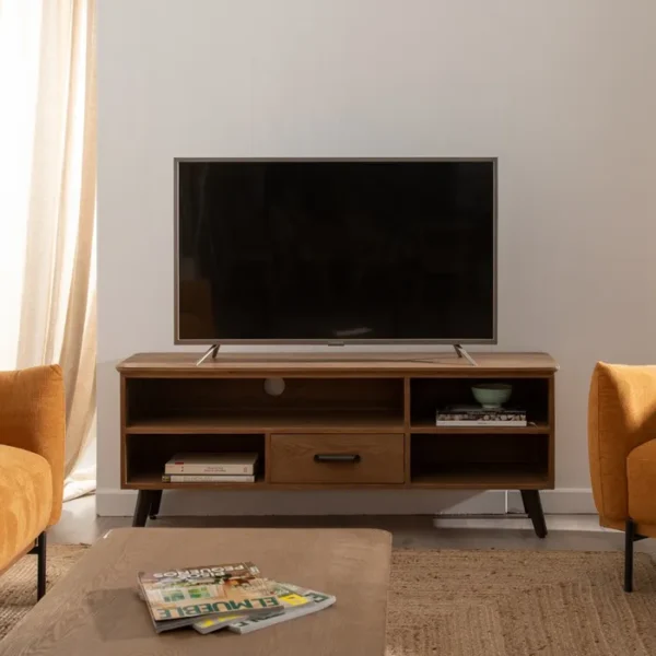 MUEBLE TV NATURAL NEGRO - MADERA METAL - Imagen 3