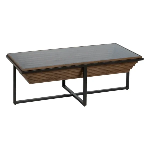 MESA CENTRO NATURAL-NEGRO MADERA-METAL