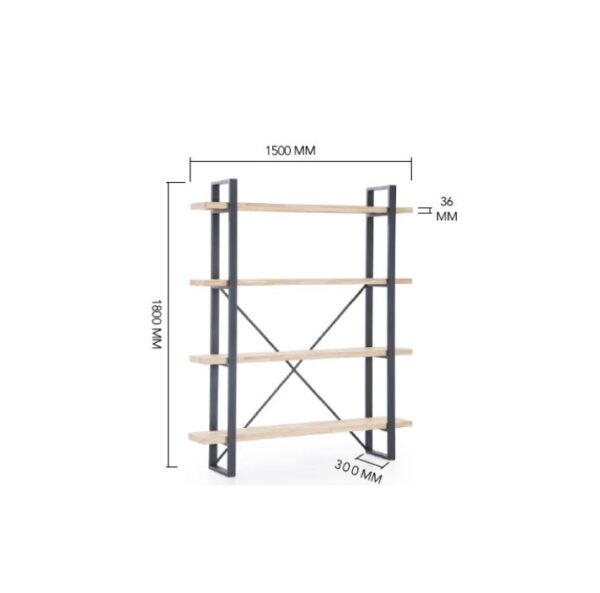 ESTANTERIA ALTA PLANK ROBLE AMERICAN / NEGRO 150x30x180 - Imagen 5