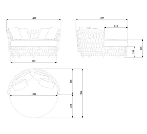 CAMA TUMBONA REDONDA ALUMINIO Y TEJIDO TOPO EXTERIOR - Imagen 5