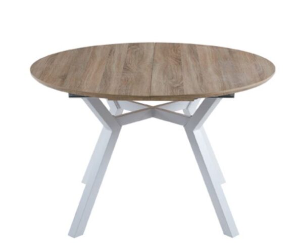 MESA COMEDOR REDONDA EXTENSIBLE DELTA OAK / BLANCO 120-160x120x75 - Imagen 2