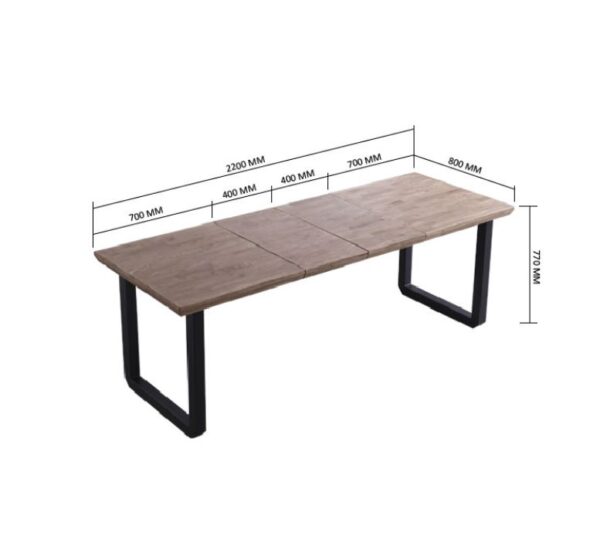 MESA COMEDOR EXTENSIBLE ROMA ROBLE NORDISH / NEGRO  140-18-220x80x77 - Imagen 5