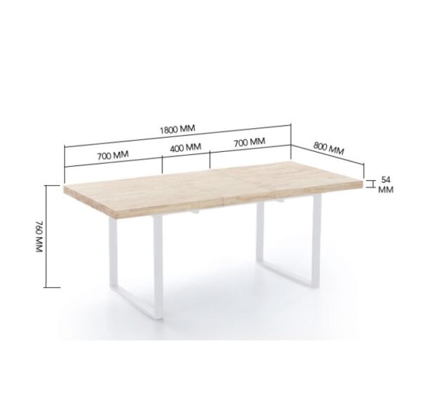 MESA COMEDOR EXTENSIBLE NATURAL ROBLE NORDISH / NEGRO 140-180x80x76 - Imagen 9