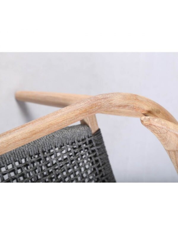 SILLA MADERA EUCALIPTO Y CUERDA NEGRA EXTERIOR - Imagen 3