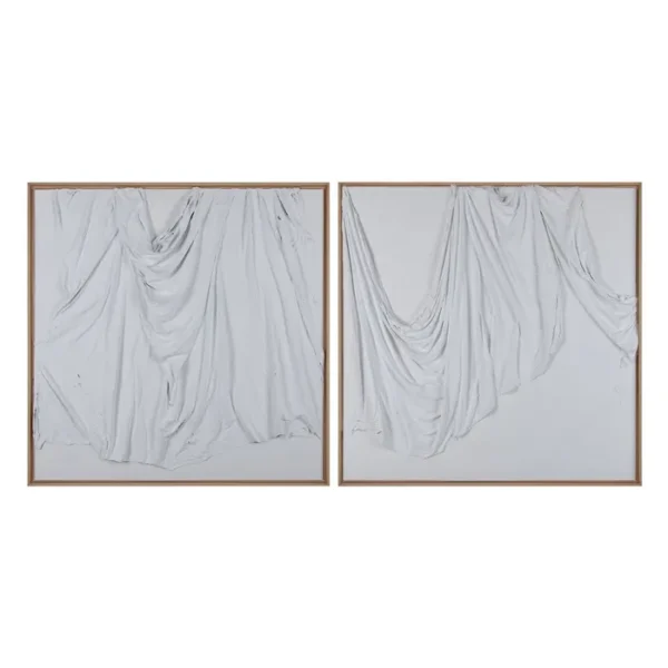 CUADRO SÁBANA BLANCO-NATURAL LIENZO 104 X 5 X 104 CM (PACK 2UDS)