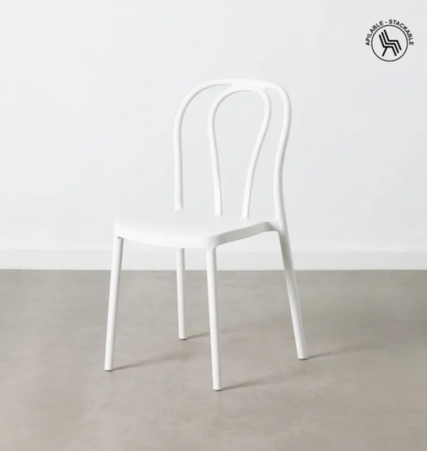 SILLA BLANCA APILABLE POLIPROPILENO 43 X 53 X 85 CM (PACK 4UDS) - Imagen 2