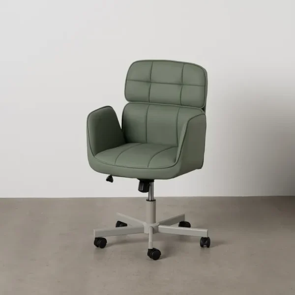 SILLA RUEDAS VERDE SIMIL PIEL OFICINA 57 X 60,50 X 85 CM - Imagen 2